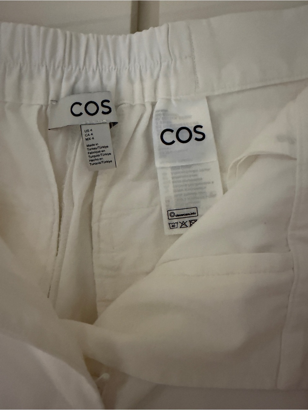 COS Elasticized Pleated Culottes White Cotton - Picture 15 of 17